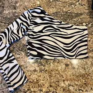 Zebra Off Shoulder Long Sleeve